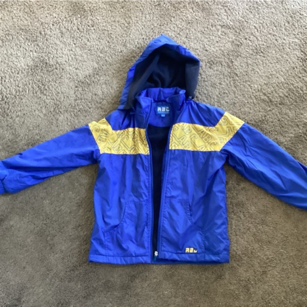 ABC kids Blue and Yellow Jacket‎ padded front jipper with a hood.